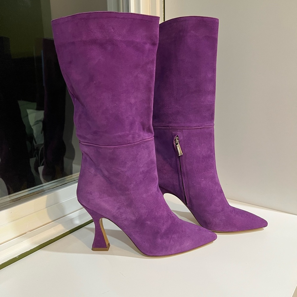 Hegos Milano Vero Cuoio Purple Suede Slouchy Boots 38/8